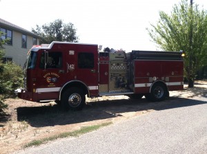 Cal Fire truck in front yard