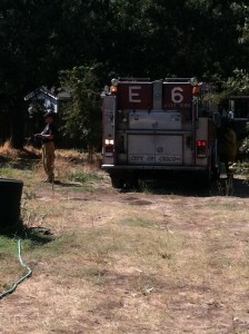 City of Chico truck in back yard