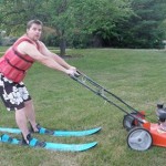 etc guy lawnmower skiing