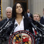 Marilyn Mosby, Baltimore state's attorney, pauses while speaking during a media availability, Friday, May 1, 2015 in Baltimore.  Mosby announced criminal charges against all six officers suspended after Freddie Gray suffered a fatal spinal injury while in police custody. (AP Photo/Alex Brandon)