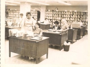 Mom at work in the 1950s (seated, front desk)  in downtown LA office