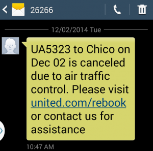 Text message from United